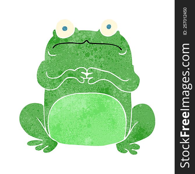 freehand retro cartoon nervous frog