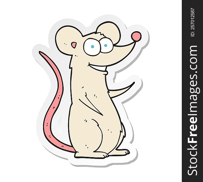 Sticker Of A Cartoon Happy Mouse