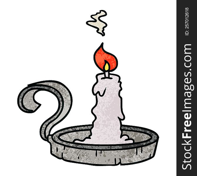 Textured Cartoon Doodle Of A Candle Holder And Lit Candle