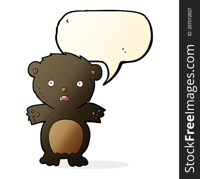 Frightened Black Bear Cartoon With Speech Bubble