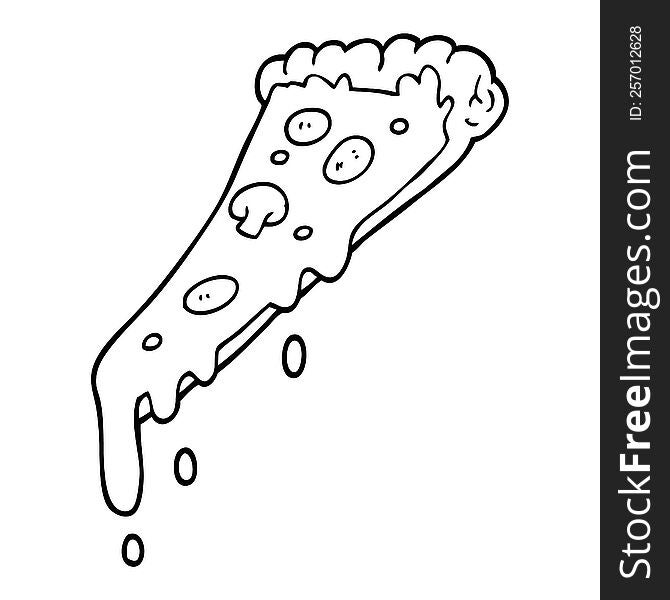 line drawing cartoon pizza slice