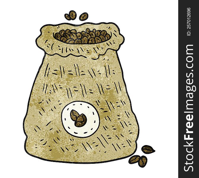 Textured Cartoon Bag Of Coffee Beans