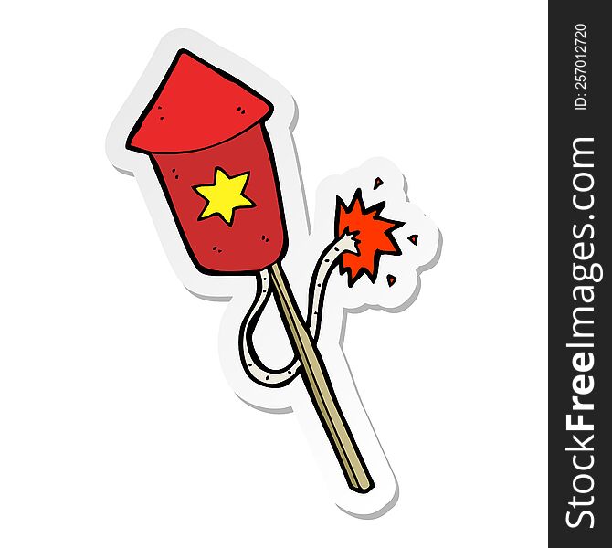 Sticker Of A Cartoon Firework With Burning Fuse