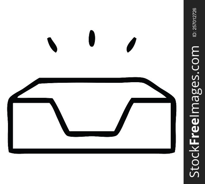 line drawing cartoon of a empty in tray