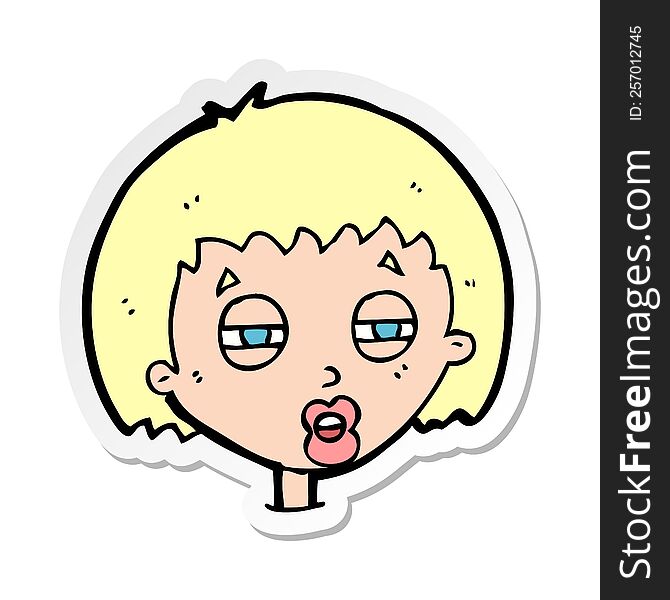 sticker of a cartoon woman narrowing eyes