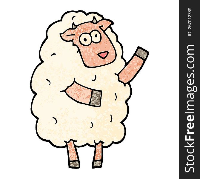 grunge textured illustration cartoon sheep