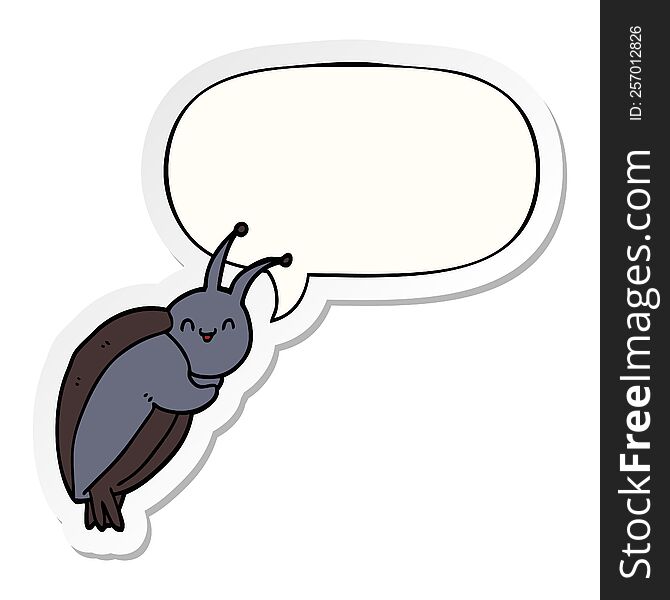 cute cartoon beetle with speech bubble sticker