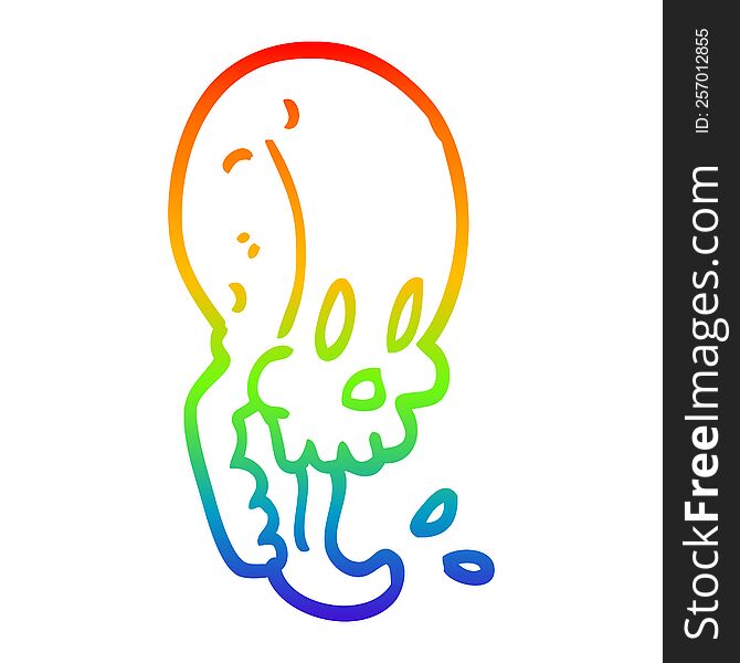 Rainbow Gradient Line Drawing Cartoon Crazy Skull