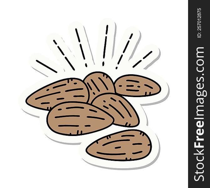 Sticker Of Tattoo Style Almonds