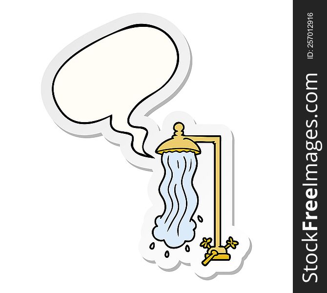 cartoon shower with speech bubble sticker. cartoon shower with speech bubble sticker