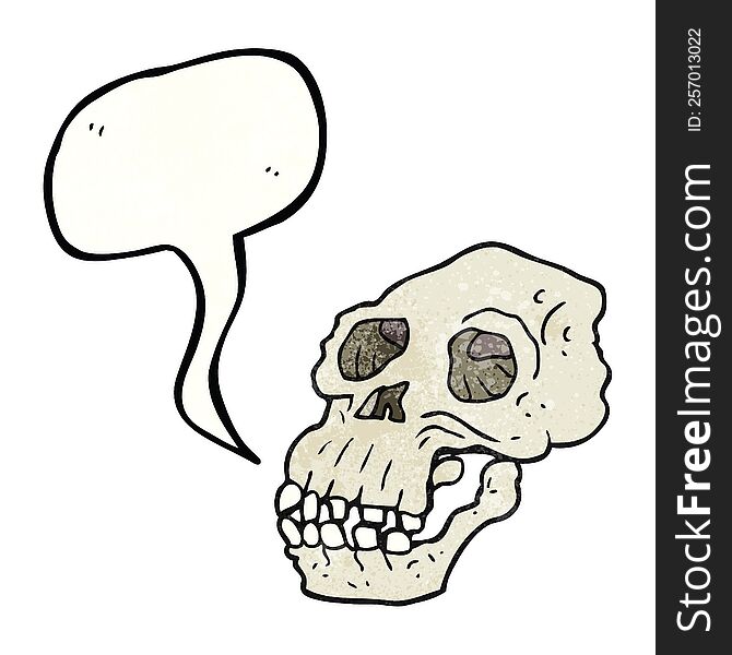 freehand speech bubble textured cartoon ancient skull