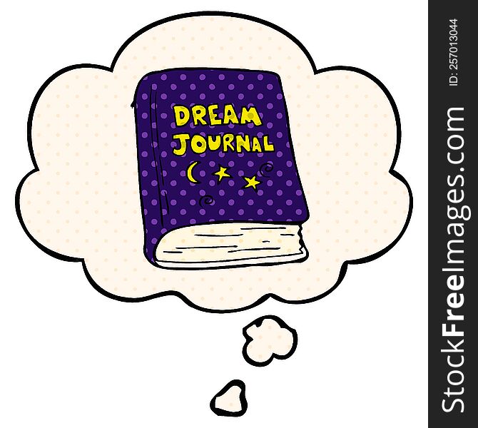 Cartoon Dream Journal And Thought Bubble In Comic Book Style