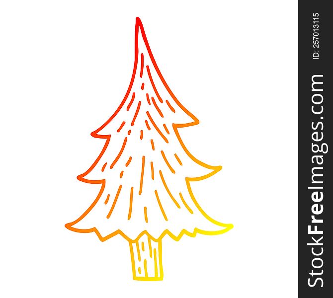 Warm Gradient Line Drawing Cartoon Pine Trees