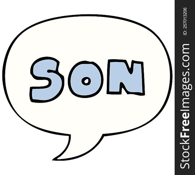 Cartoon Word Son And Speech Bubble