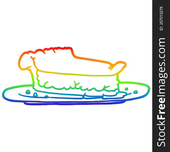 Rainbow Gradient Line Drawing Cartoon Meat Pie