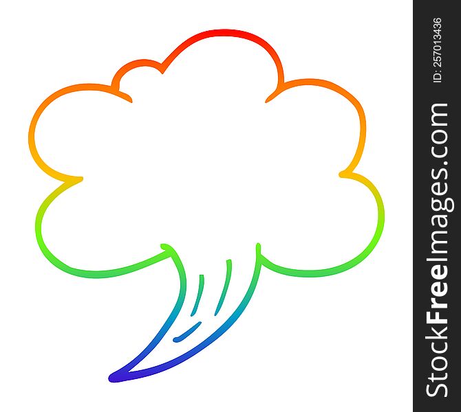 Rainbow Gradient Line Drawing Cartoon Gust Of Air