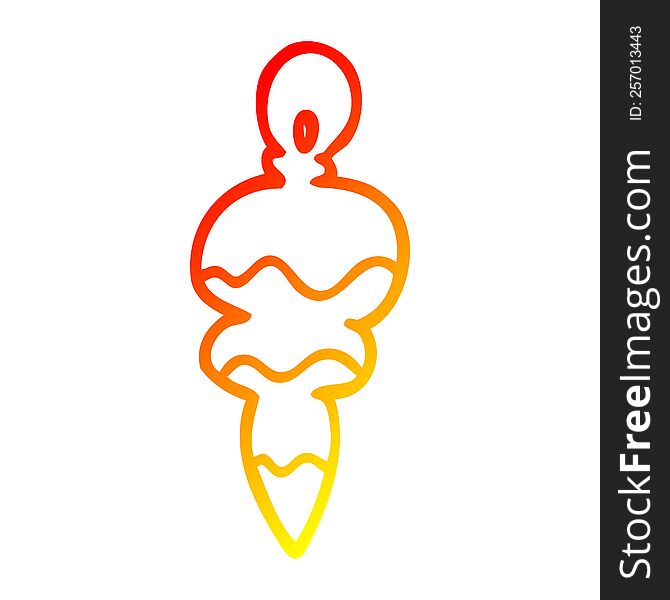warm gradient line drawing of a cartoon christmas decoration