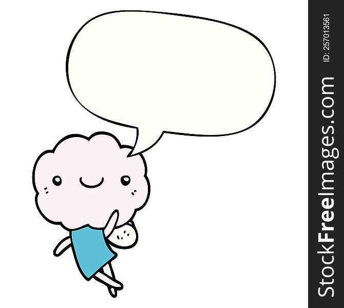 cute cloud head creature with speech bubble. cute cloud head creature with speech bubble