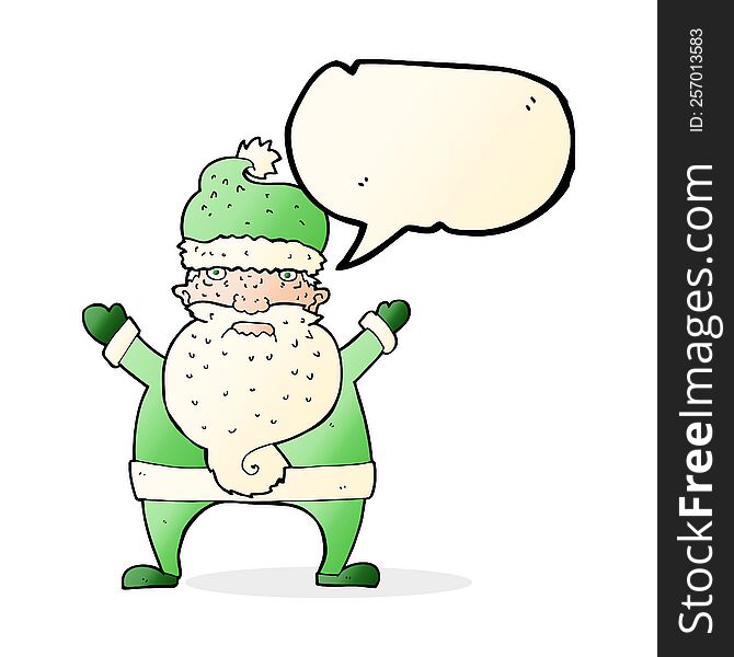 Cartoon Ugly Santa Claus With Speech Bubble