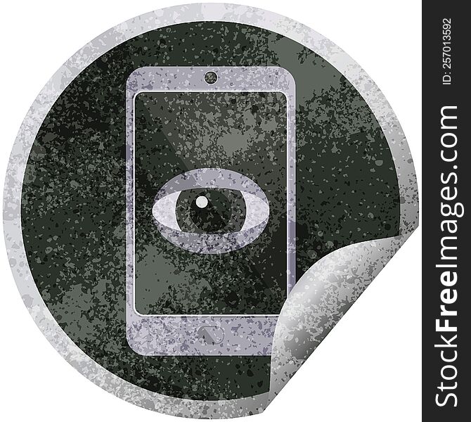 Cell Phone Watching You Graphic Circular Sticker