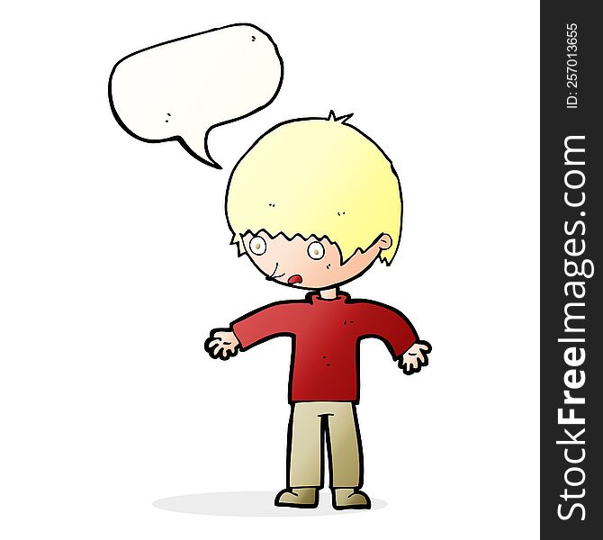 Cartoon Confused Boy With Speech Bubble