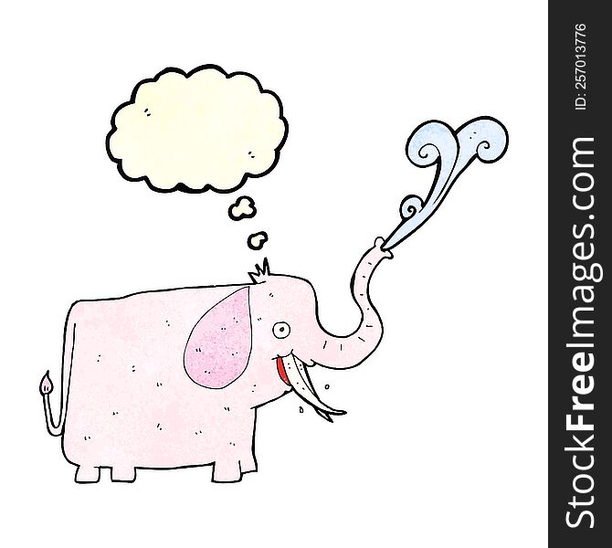 cartoon happy elephant with thought bubble