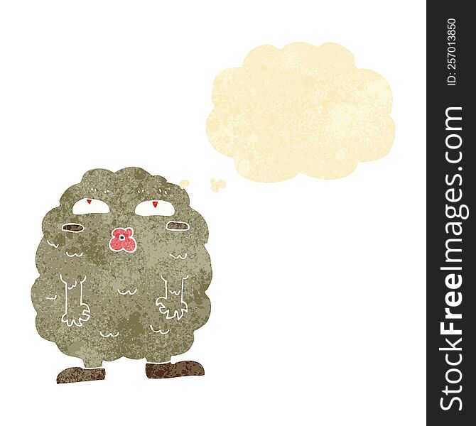Funny Cartoon Monster With Thought Bubble
