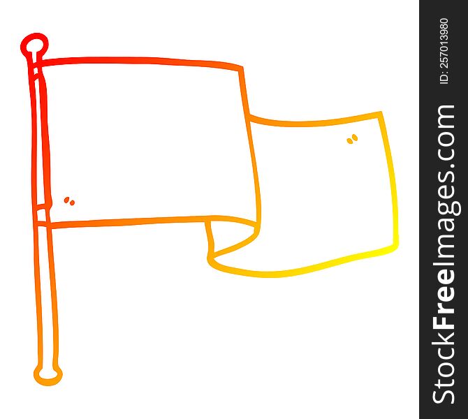 warm gradient line drawing of a cartoon white flag waving
