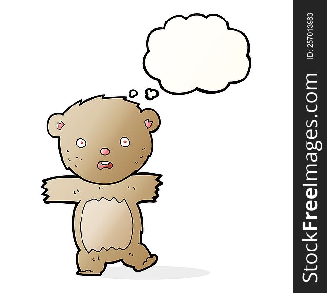 Cartoon Shocked Teddy Bear With Thought Bubble