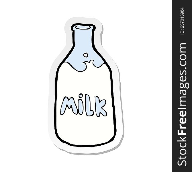 sticker of a cartoon bottle of milk