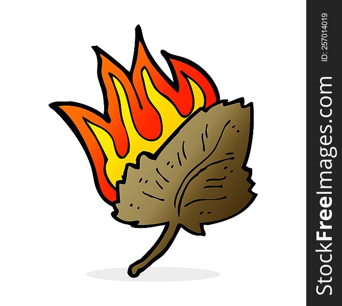 Cartoon Burning Dry Leaf Symbol