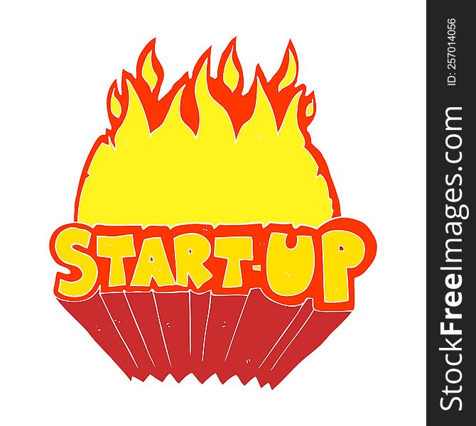 Flat Color Illustration Of A Cartoon Startup Symbol