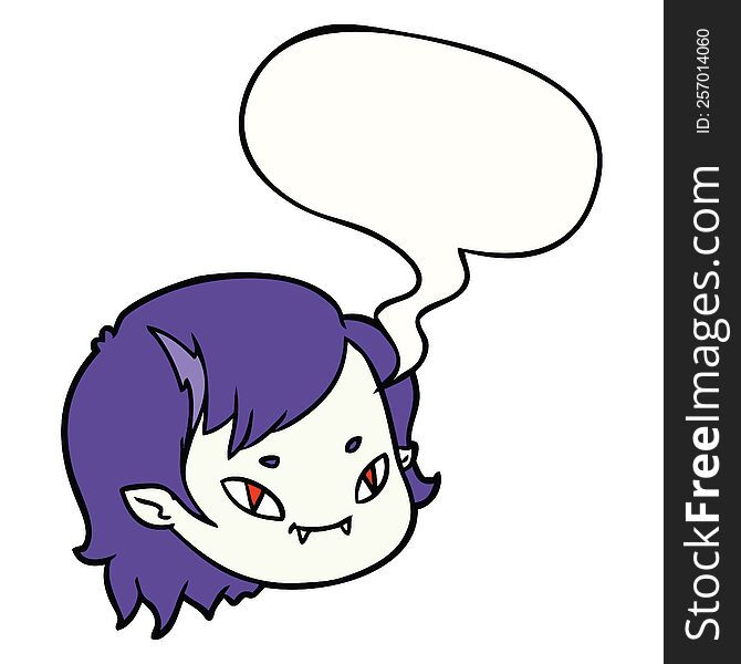 Cartoon Vampire Girl Face And Speech Bubble