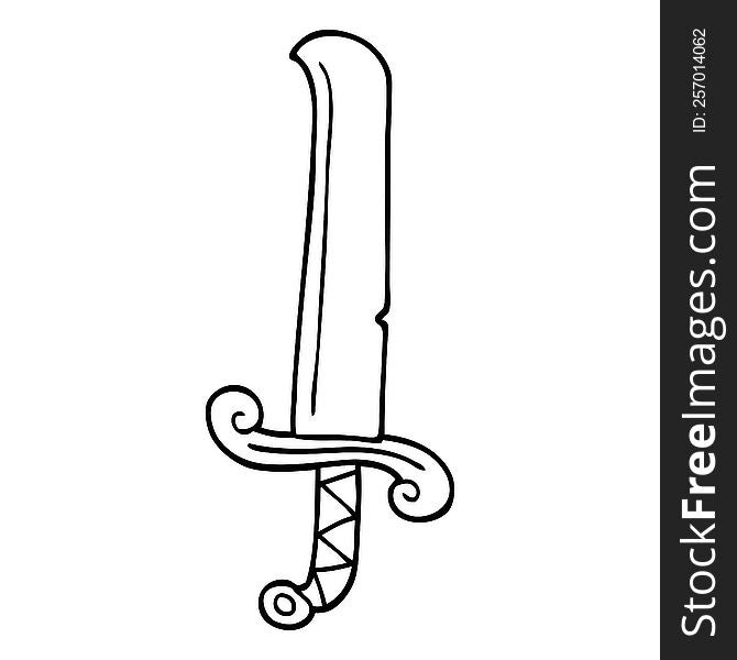 line drawing cartoon long sword