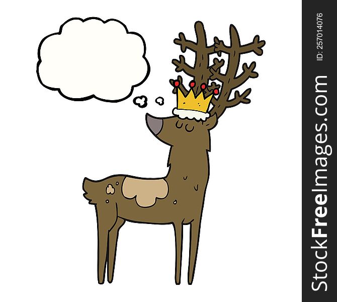 freehand drawn thought bubble cartoon stag king
