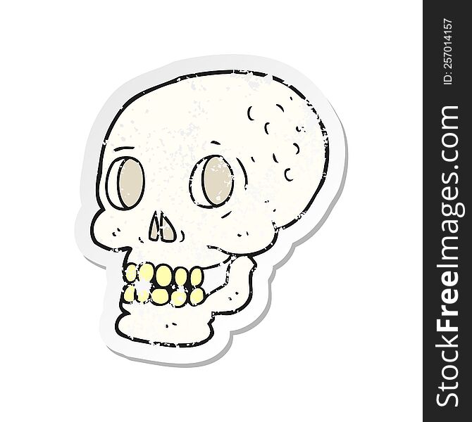 retro distressed sticker of a cartoon halloween skull