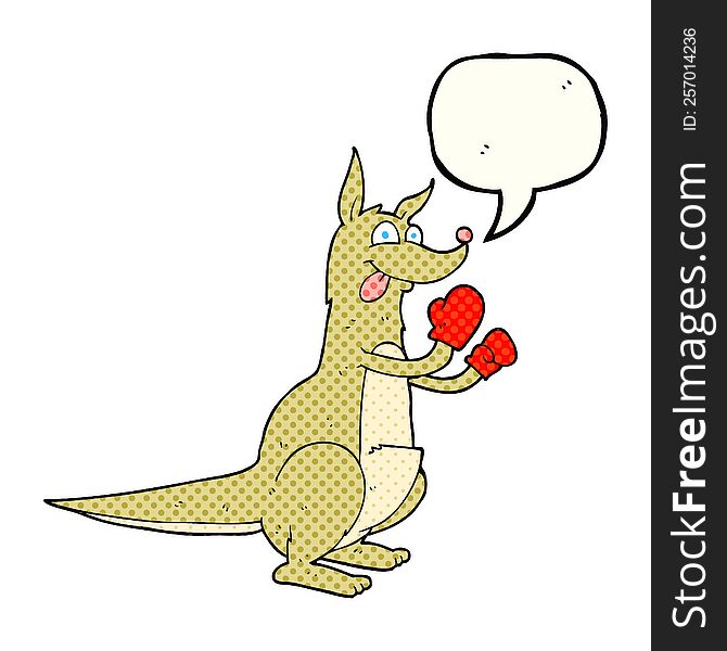 freehand drawn comic book speech bubble cartoon boxing kangaroo