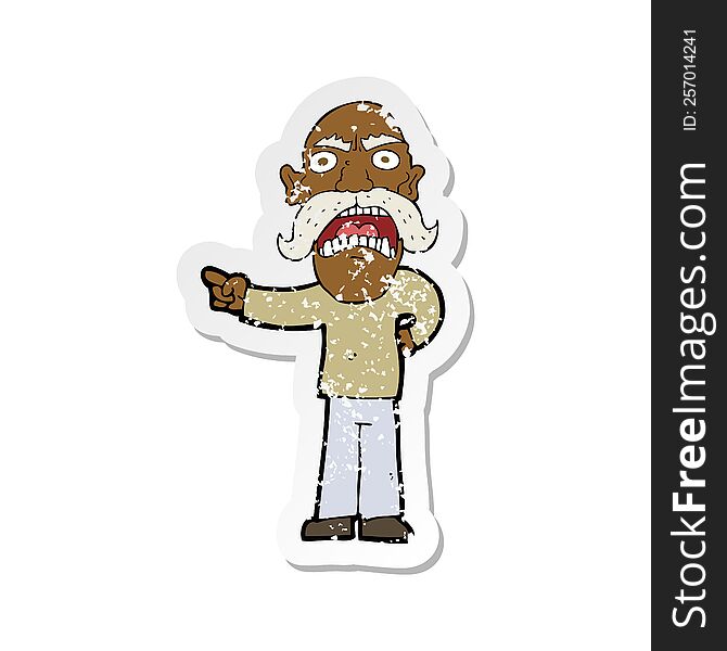 retro distressed sticker of a cartoon angry old man