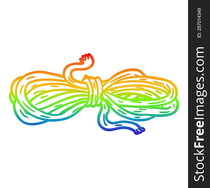 rainbow gradient line drawing of a Cartoon rope