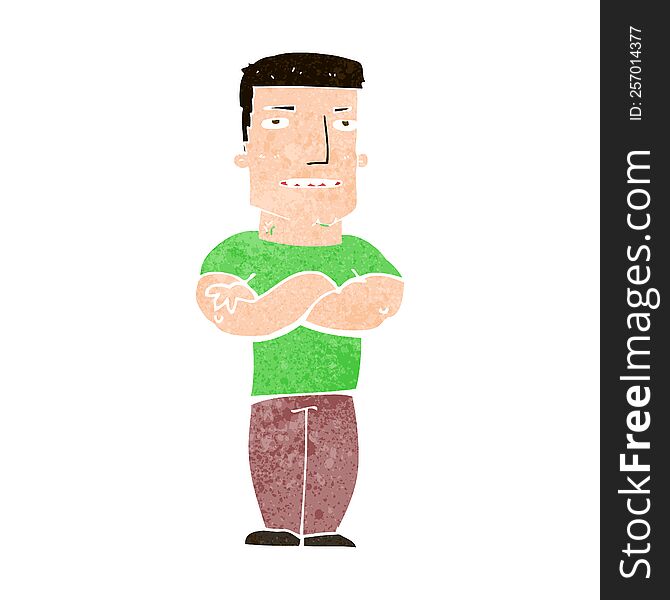 Cartoon Tough Guy With Folded Arms