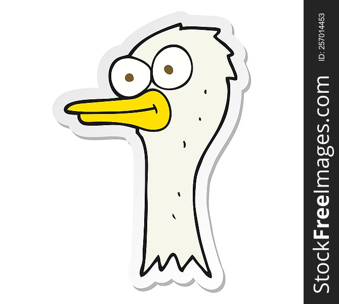 Sticker Of A Cartoon Ostrich Head