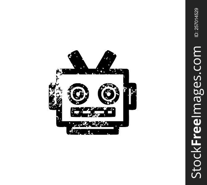 Robot Head Distressed Icon