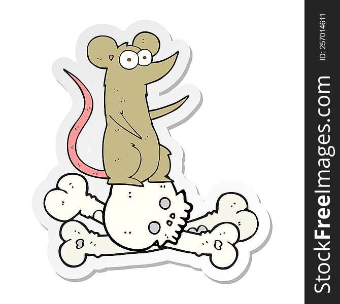 Sticker Of A Cartoon Rat On Bones