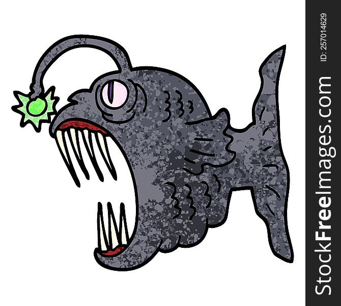 grunge textured illustration cartoon lantern fish