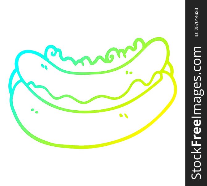 cold gradient line drawing of a cartoon hotdog