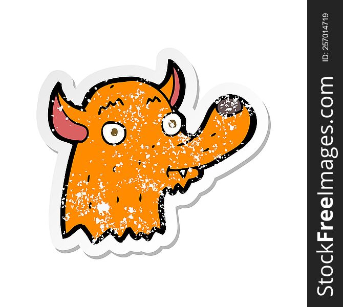 Retro Distressed Sticker Of A Cartoon Happy Fox