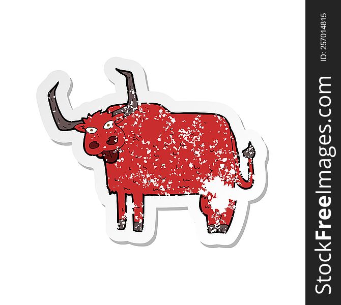 retro distressed sticker of a cartoon hairy cow