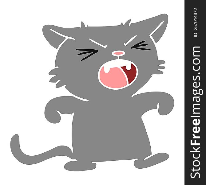 Cartoon Doodle Of A Screeching Cat