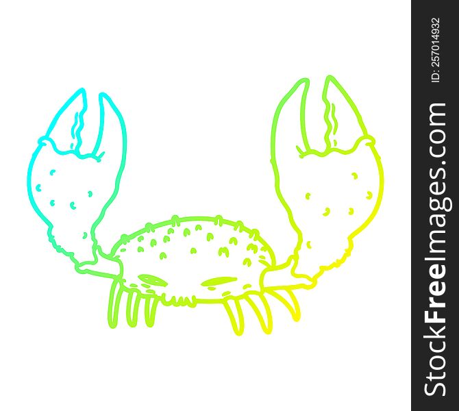 cold gradient line drawing of a cartoon crab