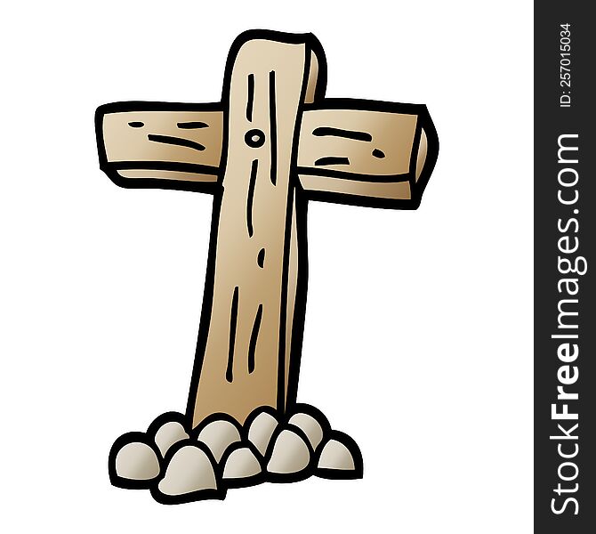 vector gradient illustration cartoon wooden cross